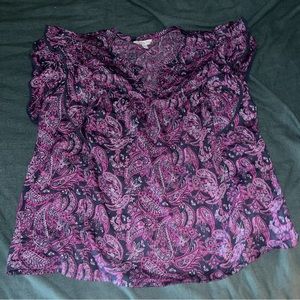 Paisley Voluminous Sleeve Purple Blouse
